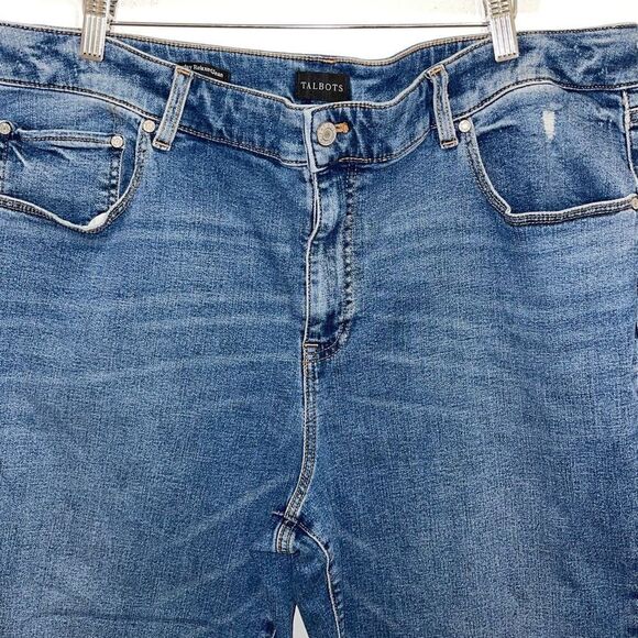 Talbots Womens Everyday Relaxed Frayed Hem Denim Jeans Mid Wash Blue Size 18 - Picture 2 of 10